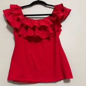 Red Ruffled Women's Top